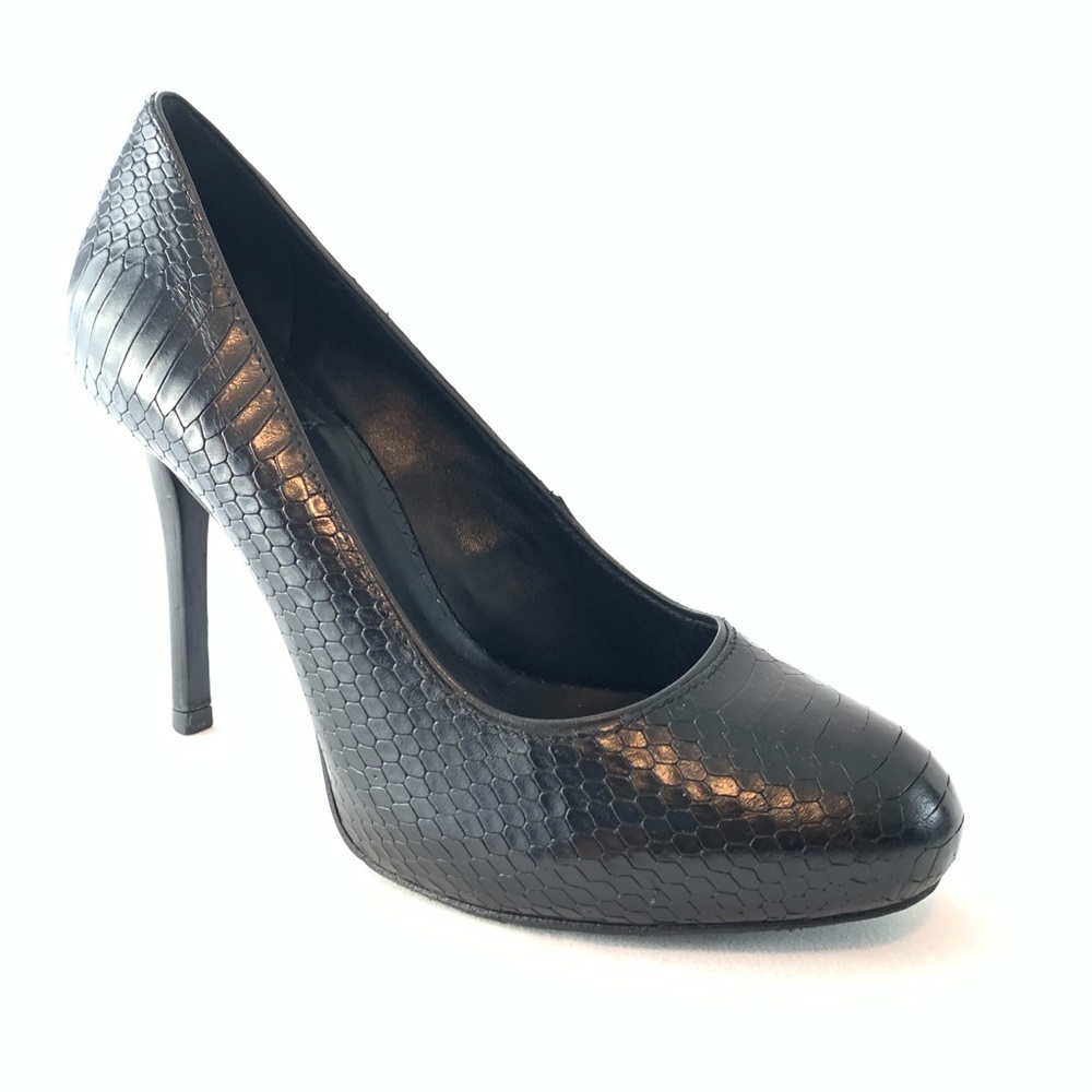 Tory Burch Black Leather Python Snake Heels Pump 7 - image 1